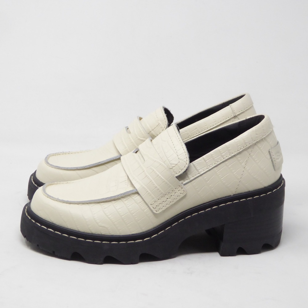 Sorel Women Joan Now City Loafers Chalk White Croc Embossed Lug Sole Size 6.5 - Picture 4 of 9